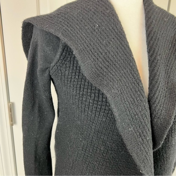 Willi Smith cardigan sweater womens size medium black merino wool open front - Picture 3 of 6